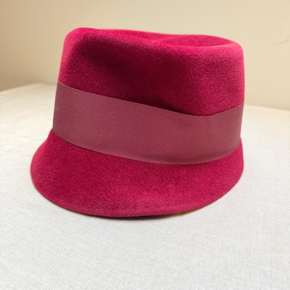 Vintage Peachbloom Velour Red Bucket Hat With Gross Grain Ribbon - Picture 7 of 9